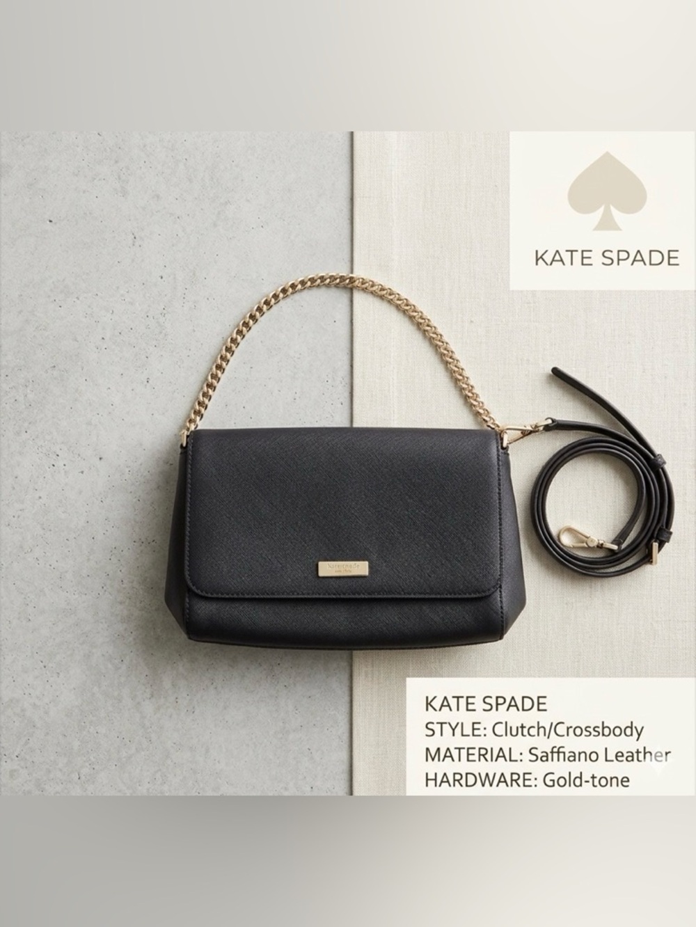 Kate Spade Black Crossbody with Gold Chain Bag